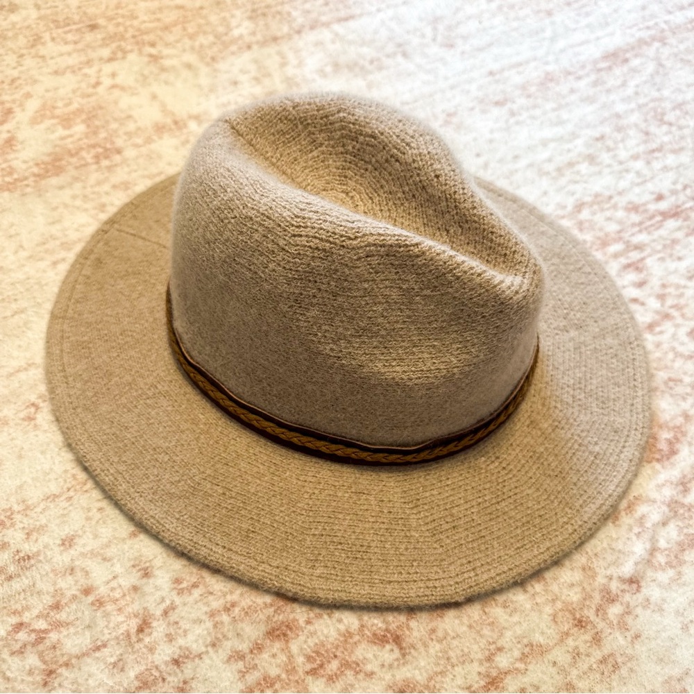Beige Wide Brim Rancher Hat Boho Western Fedora